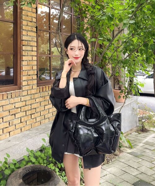 VTWO(ブイツー)の「465-3 VEGAN LEATHER OVERFIT JACKET_BLACK(ライダースジャケット・レディース・その他・MEDIUM/LARGE)」の10枚目の写真
