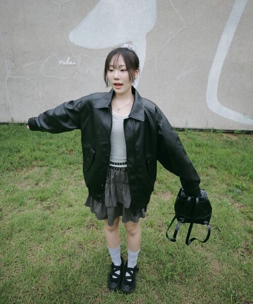 VTWO(ブイツー)の「465-3 VEGAN LEATHER OVERFIT JACKET_BLACK(ライダースジャケット・レディース・その他・MEDIUM/LARGE)」の7枚目の写真