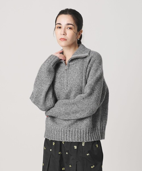 BEAUTY&YOUTH UNITED ARROWS(ビューティーアンドユースユナイテッドアローズ)の「ウールナイロン ハーフジップ ニットプルオーバー(ニット/セーター・レディース・グレー系/ネイビー/ライム・FREE)」の2枚目の写真