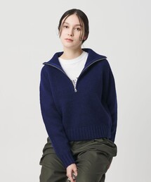 ウールナイロン ハーフジップ ニットプルオーバー