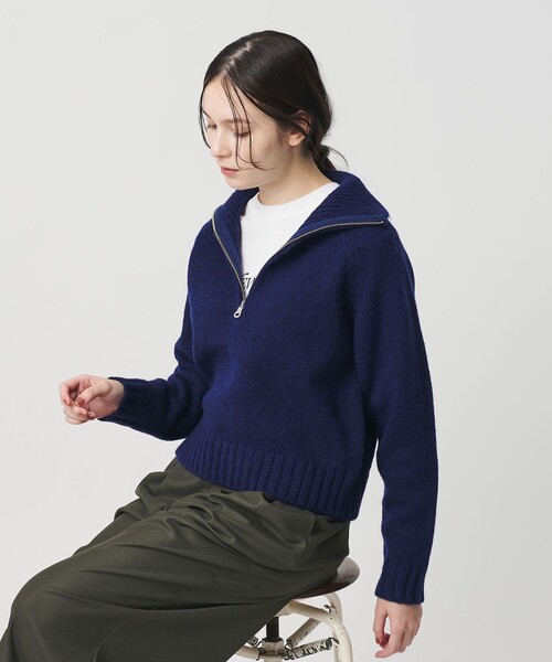 BEAUTY&YOUTH UNITED ARROWS(ビューティーアンドユースユナイテッドアローズ)の「ウールナイロン ハーフジップ ニットプルオーバー(ニット/セーター・レディース・グレー系/ネイビー/ライム・FREE)」の5枚目の写真