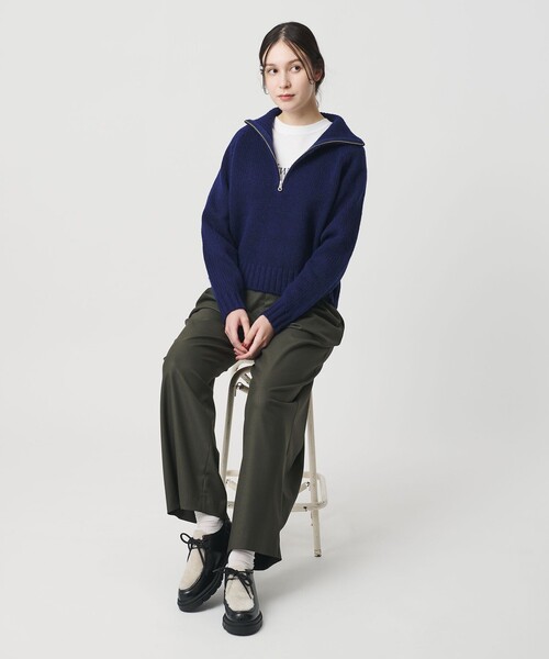 BEAUTY&YOUTH UNITED ARROWS(ビューティーアンドユースユナイテッドアローズ)の「ウールナイロン ハーフジップ ニットプルオーバー(ニット/セーター・レディース・グレー系/ネイビー/ライム・FREE)」の6枚目の写真