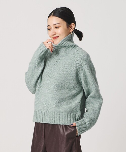 BEAUTY&YOUTH UNITED ARROWS(ビューティーアンドユースユナイテッドアローズ)の「ウールナイロン ハーフジップ ニットプルオーバー(ニット/セーター・レディース・グレー系/ネイビー/ライム・FREE)」の7枚目の写真