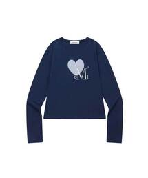 モアドットハートロゴラウンドネック長袖Tシャツ(2カラー)
