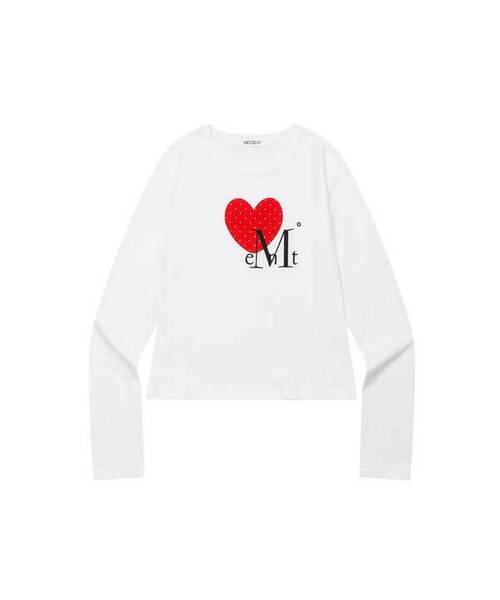 セール】モアドットハートロゴラウンドネック長袖Tシャツ（2カラー