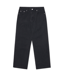 STRAIGHT WIDE DENIM PANTS - BLACK