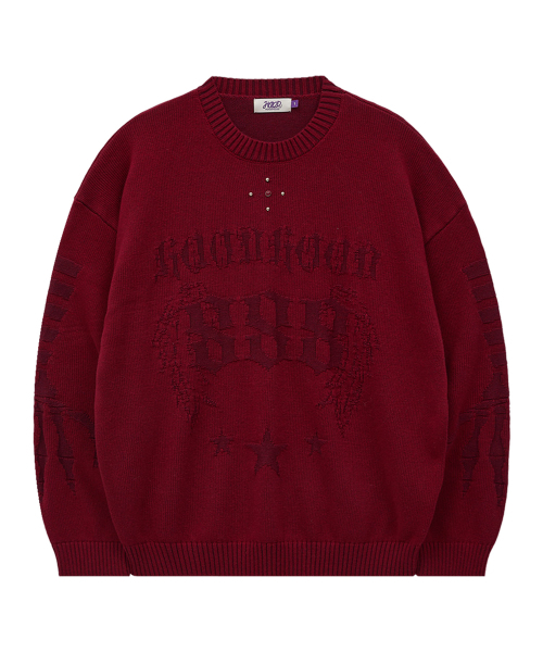 HOODHOOD(フッドフッド)の「スタッド888リバースグラフィックニットバーガンディ(ニット/セーター・レディース・その他・1/2)」の5枚目の写真