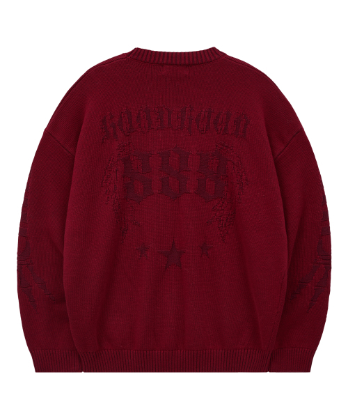HOODHOOD(フッドフッド)の「スタッド888リバースグラフィックニットバーガンディ(ニット/セーター・レディース・その他・1/2)」の6枚目の写真
