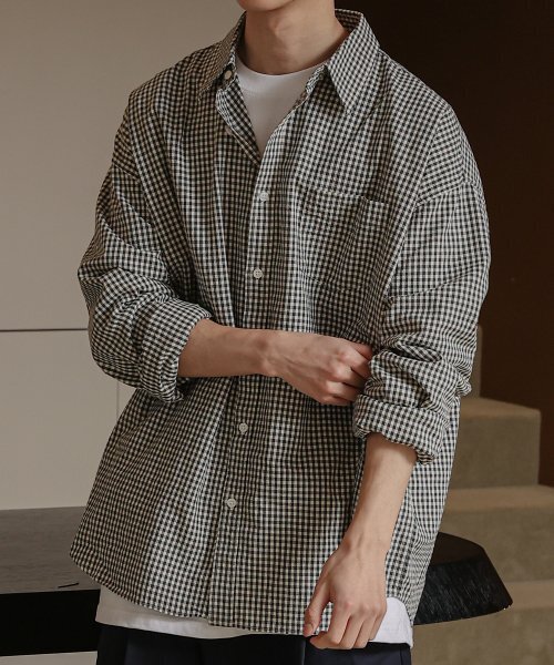 TAKEASY(テイクイージー)の「ギンガムチェックオーバーシャツ(ブラック)(シャツ/ブラウス・メンズ・その他・MEDIUM/LARGE/SMALL)」の1枚目の写真