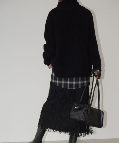 chuclla（チュクラ）の「サイドジップ ハイネックリブニット chw25a132（ニット/セーター・レディース・ベージュ/ブラック/グレー・FREE）」の8枚目の写真