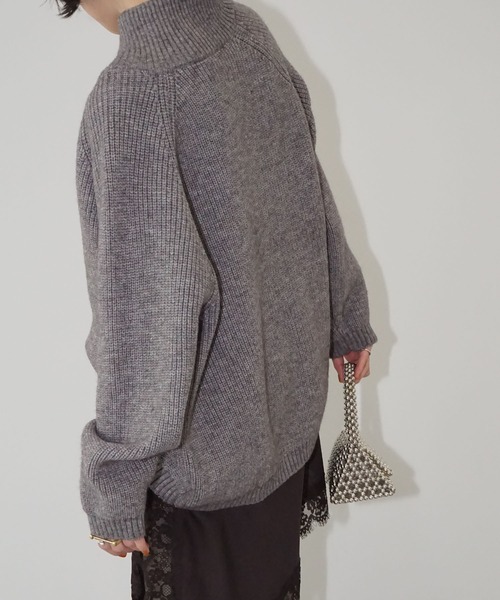 chuclla（チュクラ）の「サイドジップ ハイネックリブニット chw25a132（ニット/セーター・レディース・ベージュ/ブラック/グレー・FREE）」の12枚目の写真