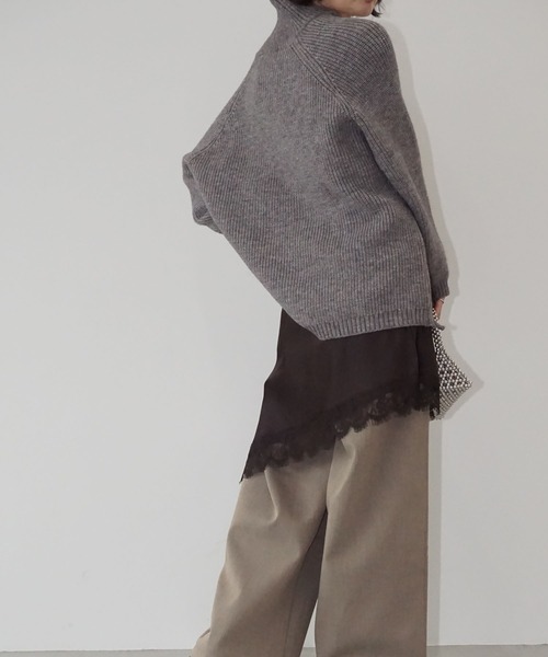 chuclla（チュクラ）の「サイドジップ ハイネックリブニット chw25a132（ニット/セーター・レディース・ベージュ/ブラック/グレー・FREE）」の15枚目の写真