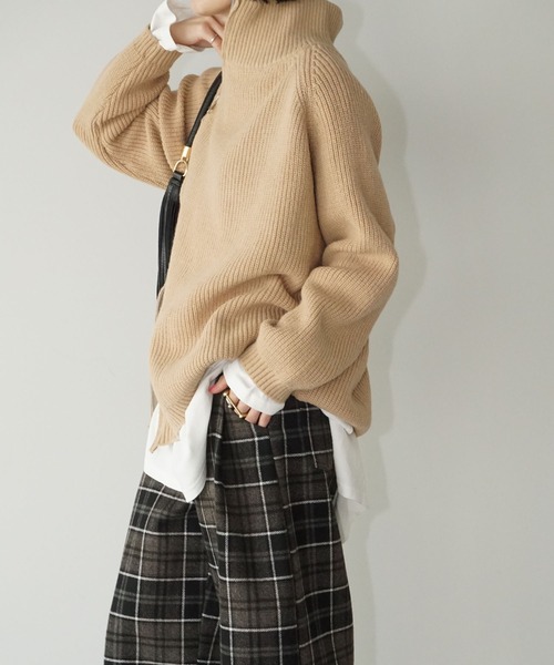 chuclla（チュクラ）の「サイドジップ ハイネックリブニット chw25a132（ニット/セーター・レディース・ベージュ/ブラック/グレー・FREE）」の19枚目の写真