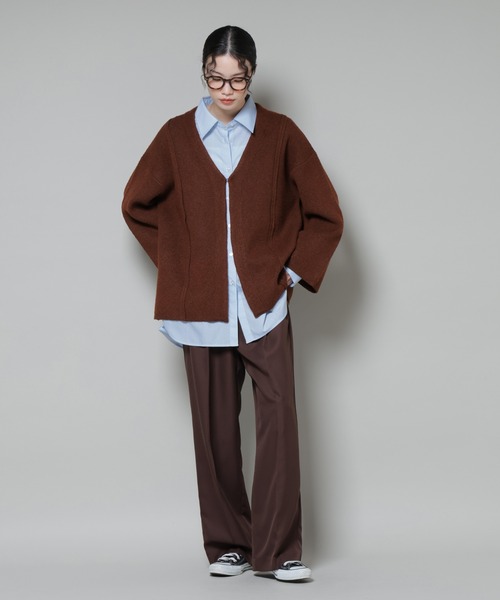 NANO universe（ナノユニバース）の「総針ニットジャケットカーディガン（カーディガン/ボレロ・レディース・チャコール/ネイビー/ブラウン・FREE）」の4枚目の写真