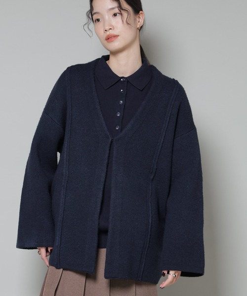 NANO universe（ナノユニバース）の「総針ニットジャケットカーディガン（カーディガン/ボレロ・レディース・チャコール/ネイビー/ブラウン・FREE）」の8枚目の写真