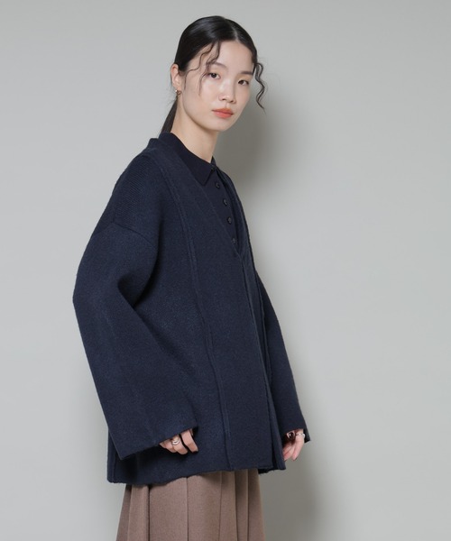 NANO universe（ナノユニバース）の「総針ニットジャケットカーディガン（カーディガン/ボレロ・レディース・チャコール/ネイビー/ブラウン・FREE）」の9枚目の写真