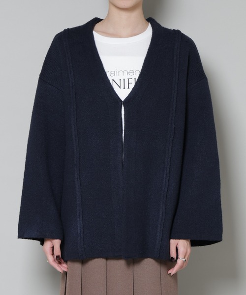 NANO universe（ナノユニバース）の「総針ニットジャケットカーディガン（カーディガン/ボレロ・レディース・チャコール/ネイビー/ブラウン・FREE）」の15枚目の写真