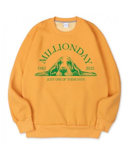 MILLION DAY(ミリオンデイ)の「MILLION PUPPY DAYS SWEATSHIRT(スウェット・レディース・イエロー/アイボリー/ホワイト/パープル・LARGE/X-LARGE/MEDIUM)」の5枚目の写真