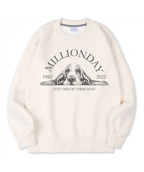 MILLION DAY(ミリオンデイ)の「MILLION PUPPY DAYS SWEATSHIRT(スウェット・レディース・イエロー/アイボリー/ホワイト/パープル・LARGE/X-LARGE/MEDIUM)」の6枚目の写真