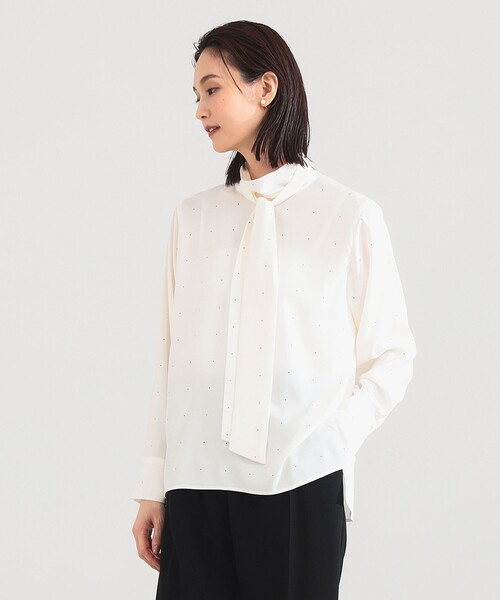 Demi-Luxe BEAMS（デミルクス ビームス）の「【オフィスカジュアル・セレモニー】ロングボウタイ ブラウス（シャツ/ブラウス・レディース・ミント/ドット/ダークブラウン・ONE SIZE）」の16枚目の写真