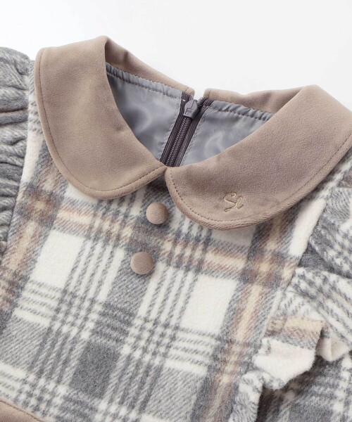 SLAP SLIP（スラップスリップ）の「【お揃い】襟付きタックスカートチェックジャンパースカート(90~130cm)（ジャンパースカート・キッズ・ボルドー/ベージュ・130cm/110cm/100cm/90cm/120cm）」の9枚目の写真