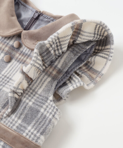 SLAP SLIP（スラップスリップ）の「【お揃い】襟付きタックスカートチェックジャンパースカート(90~130cm)（ジャンパースカート・キッズ・ボルドー/ベージュ・130cm/110cm/100cm/90cm/120cm）」の11枚目の写真