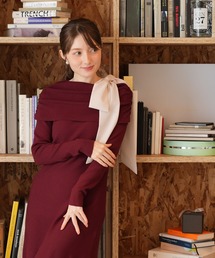 ASTORIA ODIER | アシメリボンオフショルニットワンピース(ワンピース)