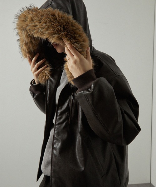 セール】【Alfred Alex】2WAYヴィンテージライクオーバーサイズファー