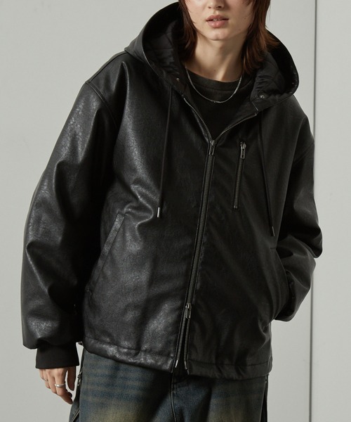 Alfred Alex（アルフレッドアレックス）の「【Alfred Alex】2WAYヴィンテージライクオーバーサイズファーフードブルゾン（ブルゾン・メンズ・ブラック/ブラック系/ブラウン・L/M）」の10枚目の写真