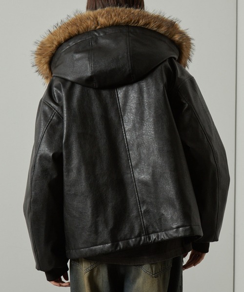 Alfred Alex（アルフレッドアレックス）の「【Alfred Alex】2WAYヴィンテージライクオーバーサイズファーフードブルゾン（ブルゾン・メンズ・ブラック/ブラック系/ブラウン・L/M）」の13枚目の写真