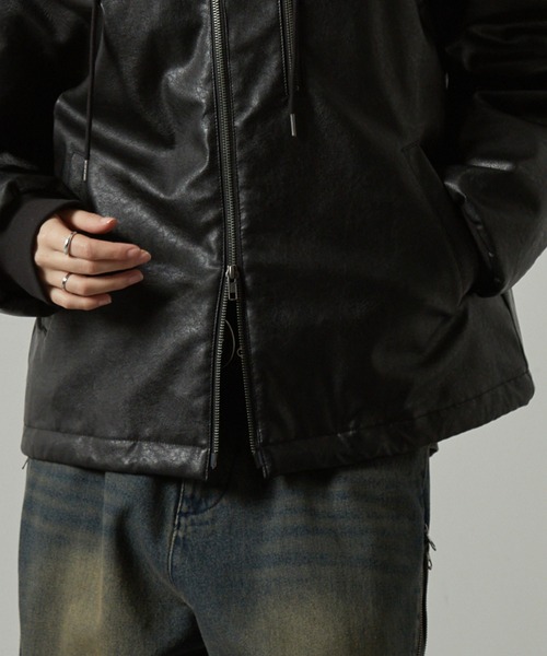 Alfred Alex（アルフレッドアレックス）の「【Alfred Alex】2WAYヴィンテージライクオーバーサイズファーフードブルゾン（ブルゾン・メンズ・ブラック/ブラック系/ブラウン・L/M）」の22枚目の写真