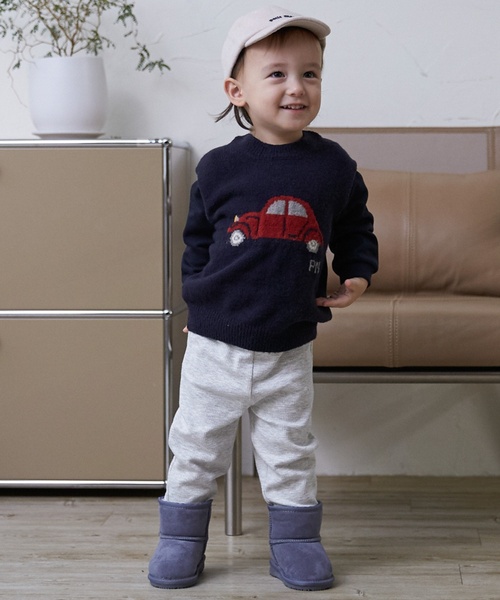 petit main(プティマイン)の「ニット柄ドッキングトレーナー(スウェット・キッズ・ブルー系その他2/ネイビー・110cm/130cm/100cm/90cm/120cm/80cm)」の3枚目の写真