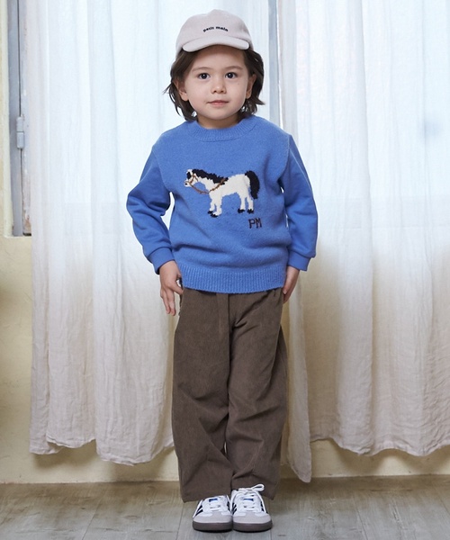 petit main(プティマイン)の「ニット柄ドッキングトレーナー(スウェット・キッズ・ブルー系その他2/ネイビー・110cm/130cm/100cm/90cm/120cm/80cm)」の4枚目の写真