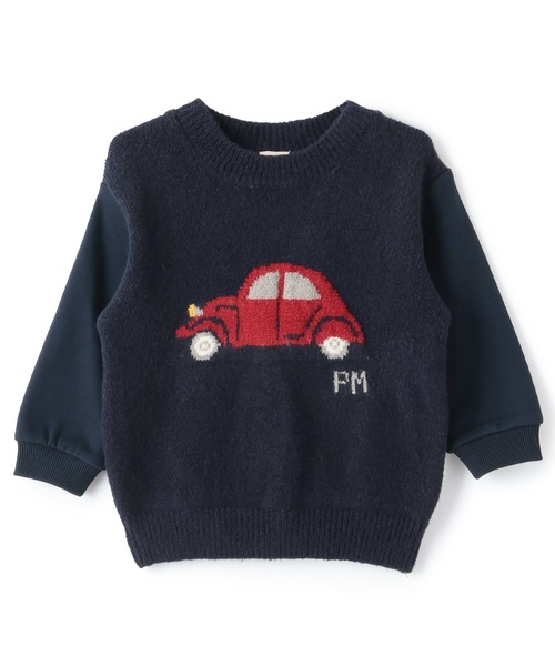 petit main(プティマイン)の「ニット柄ドッキングトレーナー(スウェット・キッズ・ブルー系その他2/ネイビー・110cm/130cm/100cm/90cm/120cm/80cm)」の5枚目の写真