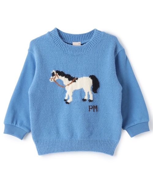petit main(プティマイン)の「ニット柄ドッキングトレーナー(スウェット・キッズ・ブルー系その他2/ネイビー・110cm/130cm/100cm/90cm/120cm/80cm)」の6枚目の写真