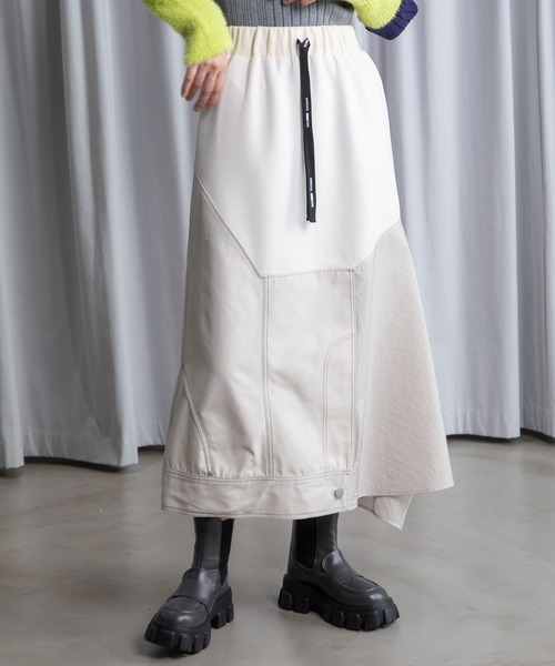 MARECHAL TERRE（マルシャルテル）の「ドッキングデザインスカート（スカート・レディース・ブラック/アイボリー/グレー系/ネイビー・MEDIUM）」の2枚目の写真