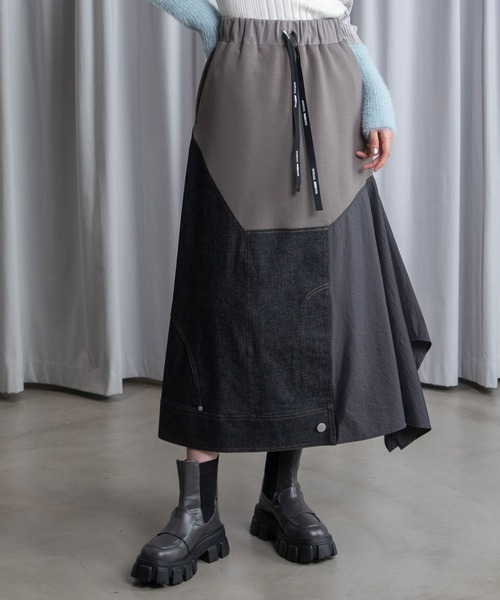 MARECHAL TERRE（マルシャルテル）の「ドッキングデザインスカート（スカート・レディース・ブラック/アイボリー/グレー系/ネイビー・MEDIUM）」の20枚目の写真