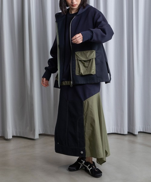 MARECHAL TERRE（マルシャルテル）の「ドッキングデザインスカート（スカート・レディース・ブラック/アイボリー/グレー系/ネイビー・MEDIUM）」の17枚目の写真