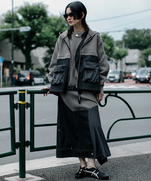 MARECHAL TERRE（マルシャルテル）の「ドッキングデザインスカート（スカート・レディース・ブラック/アイボリー/グレー系/ネイビー・MEDIUM）」の19枚目の写真