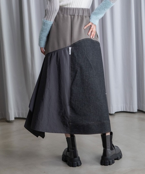 MARECHAL TERRE（マルシャルテル）の「ドッキングデザインスカート（スカート・レディース・ブラック/アイボリー/グレー系/ネイビー・MEDIUM）」の22枚目の写真