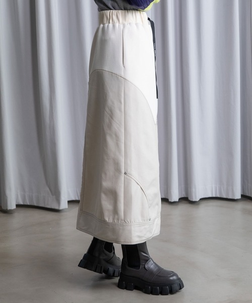 MARECHAL TERRE（マルシャルテル）の「ドッキングデザインスカート（スカート・レディース・ブラック/アイボリー/グレー系/ネイビー・MEDIUM）」の5枚目の写真