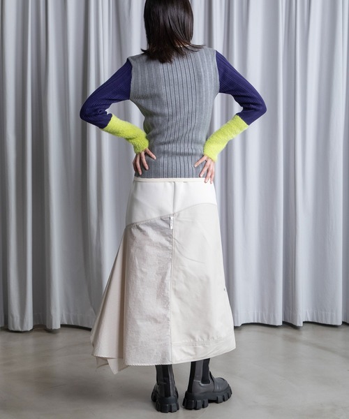 MARECHAL TERRE（マルシャルテル）の「ドッキングデザインスカート（スカート・レディース・ブラック/アイボリー/グレー系/ネイビー・MEDIUM）」の8枚目の写真