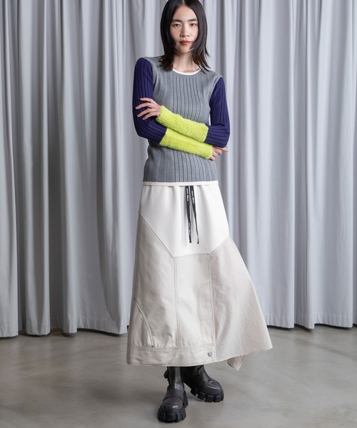 MARECHAL TERRE（マルシャルテル）の「ドッキングデザインスカート（スカート・レディース・ブラック/アイボリー/グレー系/ネイビー・MEDIUM）」の10枚目の写真