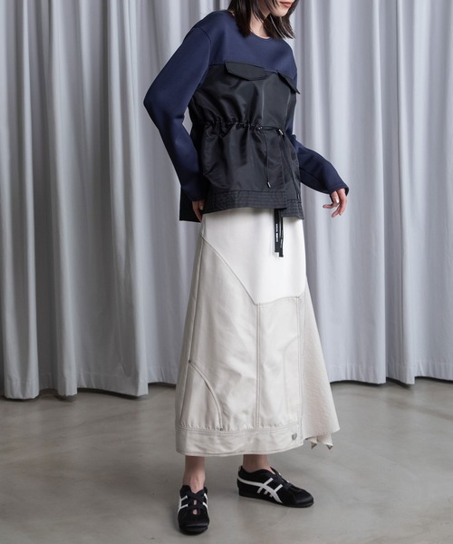MARECHAL TERRE（マルシャルテル）の「ドッキングデザインスカート（スカート・レディース・ブラック/アイボリー/グレー系/ネイビー・MEDIUM）」の11枚目の写真