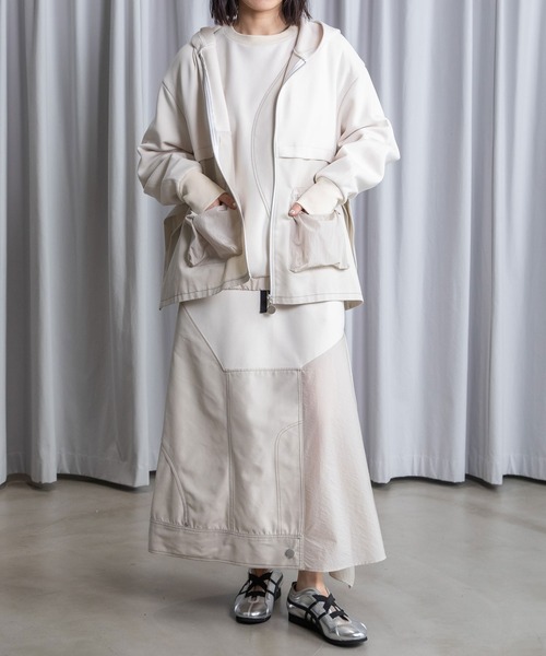 MARECHAL TERRE（マルシャルテル）の「ドッキングデザインスカート（スカート・レディース・ブラック/アイボリー/グレー系/ネイビー・MEDIUM）」の12枚目の写真