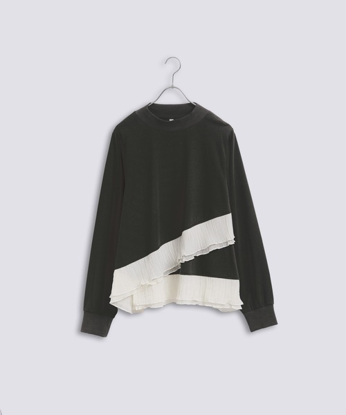 Kelen(ケレン)の「「KELEN / ケレン」ワイドフレアフリルトップス(Tシャツ/カットソー・レディース・チャコールグレー/杢グレー/ブラック・S/M)」の1枚目の写真