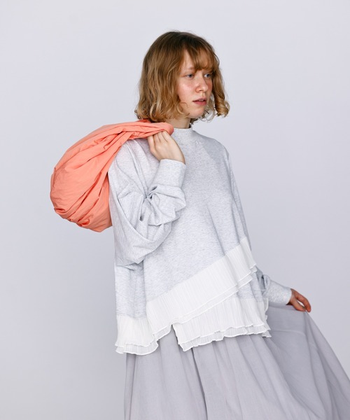 Kelen(ケレン)の「「KELEN / ケレン」ワイドフレアフリルトップス(Tシャツ/カットソー・レディース・チャコールグレー/杢グレー/ブラック・S/M)」の7枚目の写真