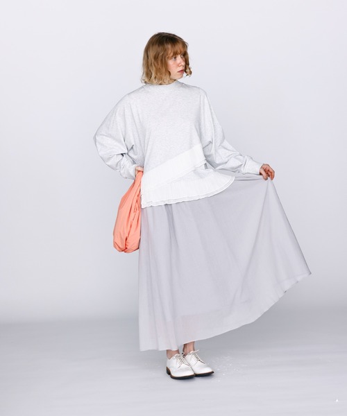Kelen(ケレン)の「「KELEN / ケレン」ワイドフレアフリルトップス(Tシャツ/カットソー・レディース・チャコールグレー/杢グレー/ブラック・S/M)」の10枚目の写真