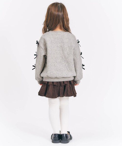 apres les cours（アプレレクール）の「袖リボンキルトトレーナー_ジュニア対応（スウェット・キッズ・ピンク/ブラック/グレー・80/90/100/110/120/130/140）」の7枚目の写真