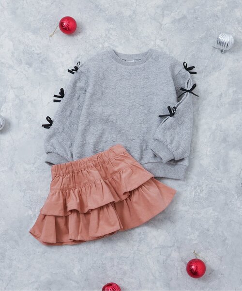 apres les cours（アプレレクール）の「袖リボンキルトトレーナー_ジュニア対応（スウェット・キッズ・ピンク/ブラック/グレー・80/90/100/110/120/130/140）」の16枚目の写真